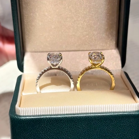 4CT S925 Sterling Silver or Gold Oval Cut Engagement Rings Promise Vacation Ring - Picture 4 of 7